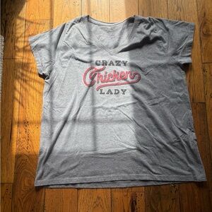 Paula Deen Women’s Gray Crazy Chicken Lady T-Shirt Size 18-20